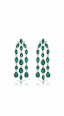 Nia Rhinestone Fringe Earrings - Green