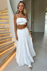 Selina Tiered Maxi Skirt - White