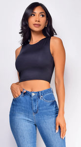 Lylah Crop Tank Top - Black