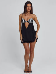 MAKOA MINI DRESS BLACK STRIPE