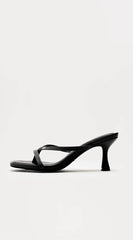 Samantha Thong Heel Mules - Black