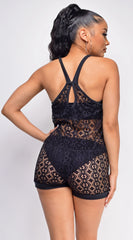 Free Spirit Black Crochet Lace Romper Cover Up