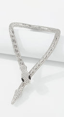 Snake Rhinestone Choker Necklace - Silver
