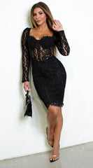 Bella Lace Corset Dress - Black