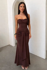 Taryn Strapless Maxi Dress - Brown