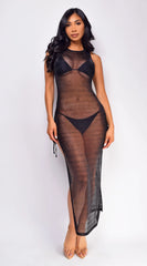 Island Hideout Black Side Slit Cover Up