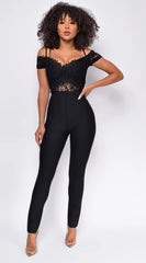 Escalia Black Lace Bandage Jumpsuit