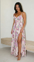 Sunlit Meadow Floral Maxi Dress - Lilac