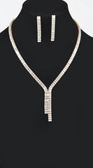Azara Rhinestone Earring And Necklace Set - Gold