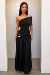 Aveline Strapless Wrap Maxi Dress - Black
