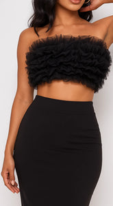 Ryan Mesh Tulle Tube Top - Black