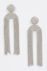 High Stakes Rhinestone Drop Earrings - Silver