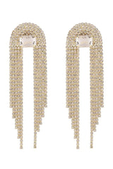 Glamour Rhinestone Cascade Earrings - Gold