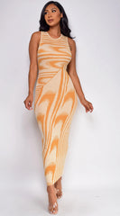 Sofia Abstract Maxi Dress- Orange