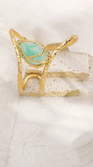 Reem Irregular Metal Wrap Resin Cuff Bracelet - Gold