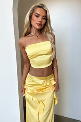 Raima Strapless Satin Top - Yellow