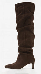 Sovana Suede Ruched Boots - Brown