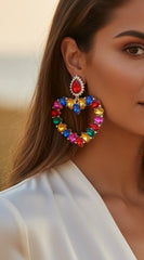 Desire Heart Pink Multi Color Earrings