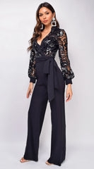 Eve Sequin Jumpsuit - Black