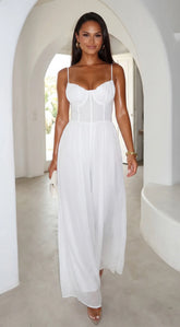 Orlaya Chiffon Wide Leg Jumpsuit - Off White