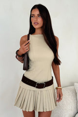 Bruno Pleated Mini Skort - Beige
