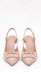 Paulina Sling back Kitten Heel - Beige