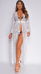 Samaria White Lace Bell Sleeve Cover Up
