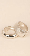 Gilded Duo Two Piece Set Metal Bangle - Silver