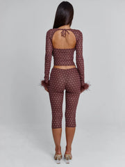 MAHRIA PANT BROWN POLKA DOT