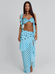 FARWIN MAXI SKIRT BLUE POLKA DOT