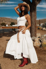 Barbados Linen Maxi Skirt - White
