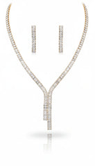 Azara Rhinestone Earring And Necklace Set - Gold