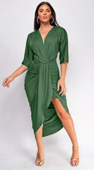 Zelia Venetian Midi Dress - Green