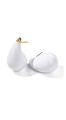 Water Drop Stud Earrings - Gold White