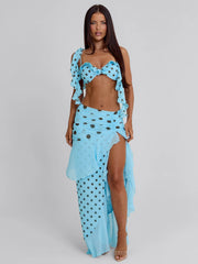 FARWIN MAXI SKIRT BLUE POLKA DOT