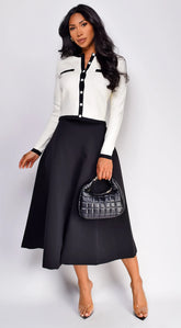 Vancouver Contrast Button Down Cardigan - Cream