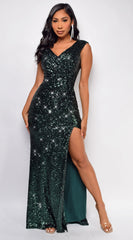 Orsha Emerald Green Sequin Gown