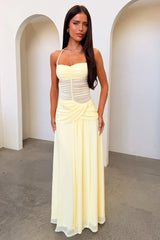 Gabrielle Haleterneck Mesh Maxi Dress - Yellow