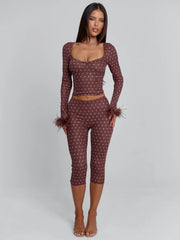 MAHRIA PANT BROWN POLKA DOT