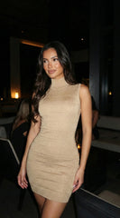 Ravyn Knit Shimmer Mini Dress - Gold