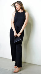 Mirage Sleeveless Waist Band Detail Jumpsuit - Black