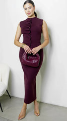 Marlo Knit Pleated Set - Burgundy