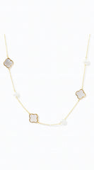 Mina Mother Of Pearl Quatrefoil Necklace - Gold