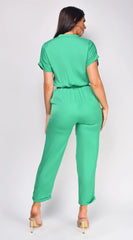Darya Button Up Jumpsuit - Green