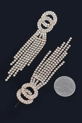 Outshining Rhinestone Gold Tassel Drop Earrings