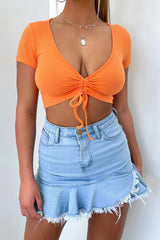 Santana Short Sleeve Crop - Orange