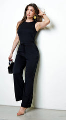 Mirage Sleeveless Waist Band Detail Jumpsuit - Black