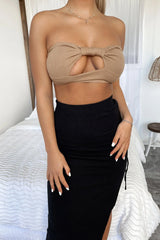 Nelly Bandeau Crop - Brown