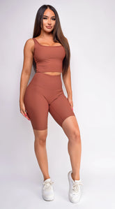 Elise Brown Ribbed Active Set