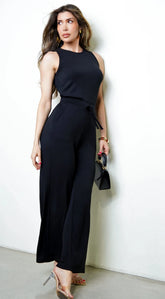Mirage Sleeveless Waist Band Detail Jumpsuit - Black